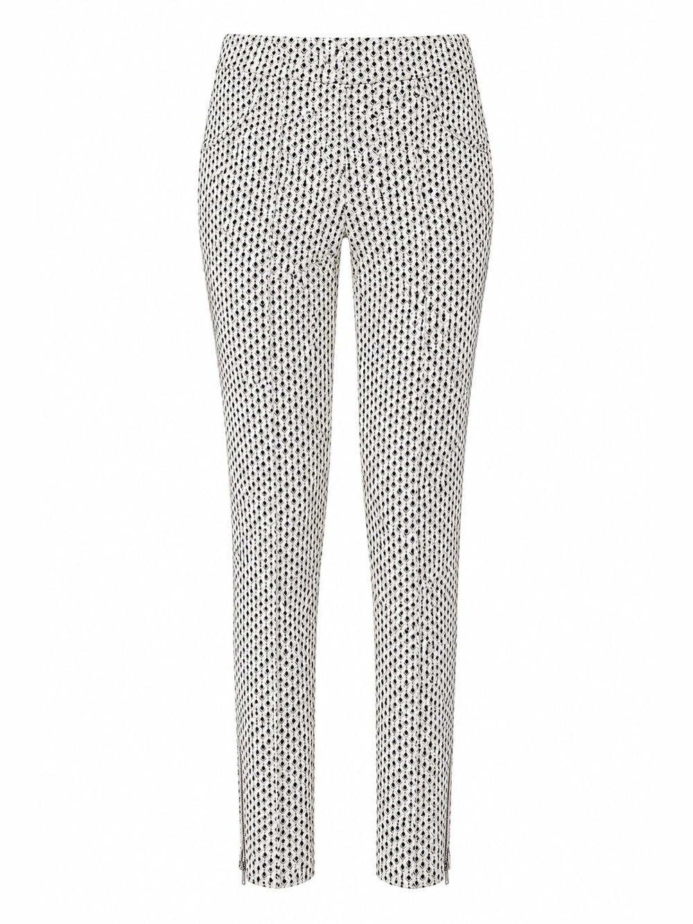 Joseph Ribkoff Black & Ivory Geometric Pull On Ankle Pants Size 8 Stretch Career